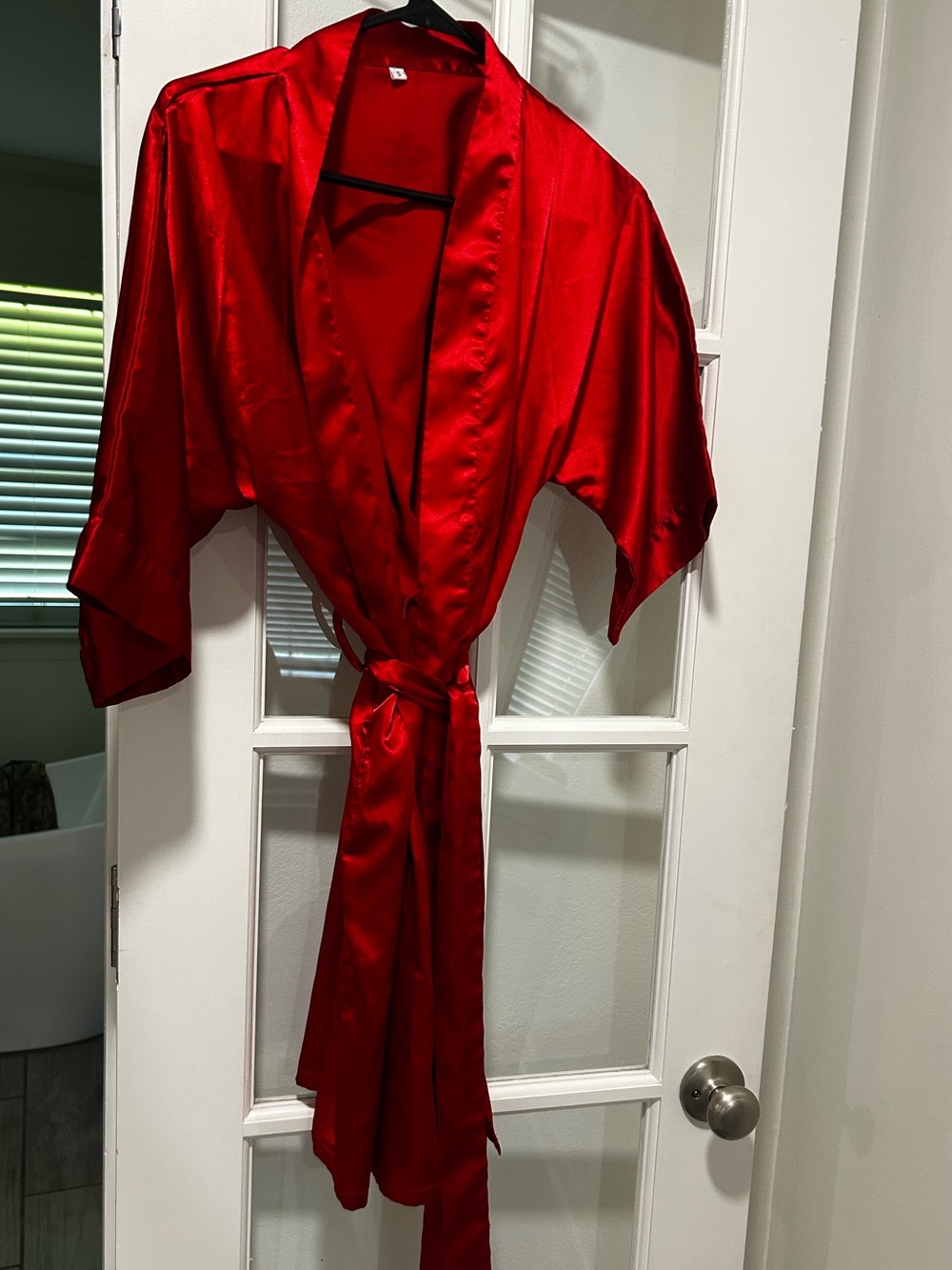 Red Satin Robe with Waist Tie - Women Intimates & Sleepwear Small